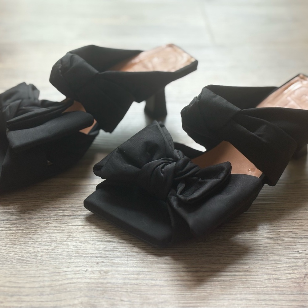 Ganni Black Bow Kitten Heeled Shoes, Size 39